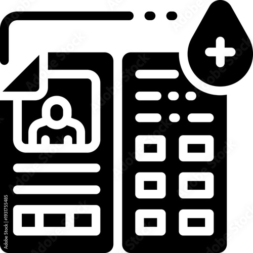 blood donor card glyph icon. Strong and solid vector icon for websites, mobile interfaces, presentations, and visual branding. High quality and easy to edit.