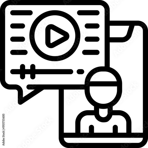 video chat line icon. Clean and minimalist vector icon for websites, mobile apps, presentations, and logos. Fully scalable and customizable for any project.