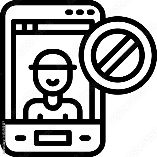 blocked line icon. Clean and minimalist vector icon for websites, mobile apps, presentations, and logos. Fully scalable and customizable for any project.