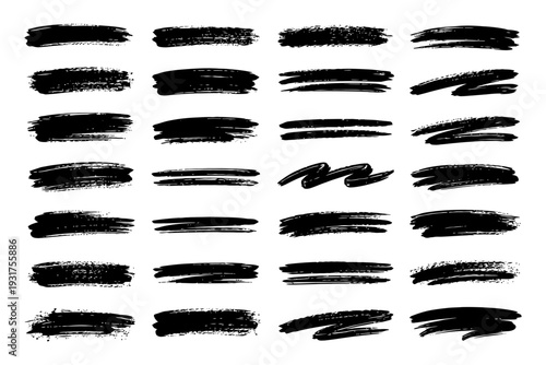 Wallpaper Mural Black brush stroke collection on white background. Torontodigital.ca