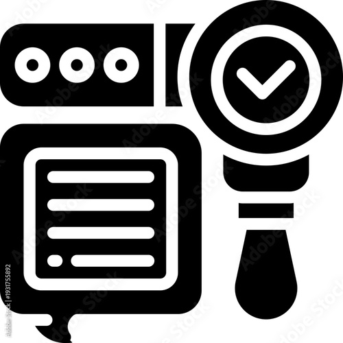 searching glyph icon. Strong and solid vector icon for websites, mobile interfaces, presentations, and visual branding. High quality and easy to edit.