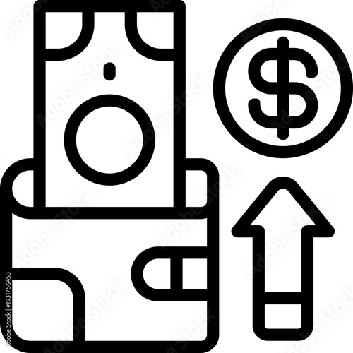 wallet line icon. Clean and minimalist vector icon for websites, mobile apps, presentations, and logos. Fully scalable and customizable for any project.