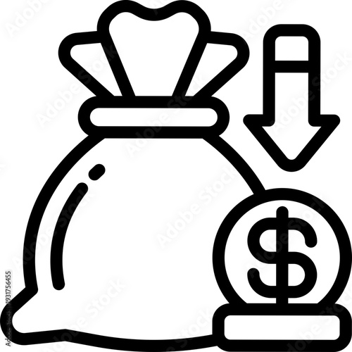 funding line icon. Clean and minimalist vector icon for websites, mobile apps, presentations, and logos. Fully scalable and customizable for any project.