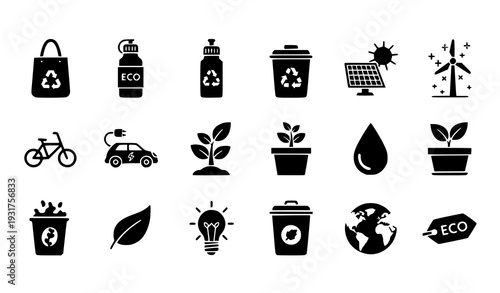 Minimal Black Eco-Friendly and Sustainability Icons