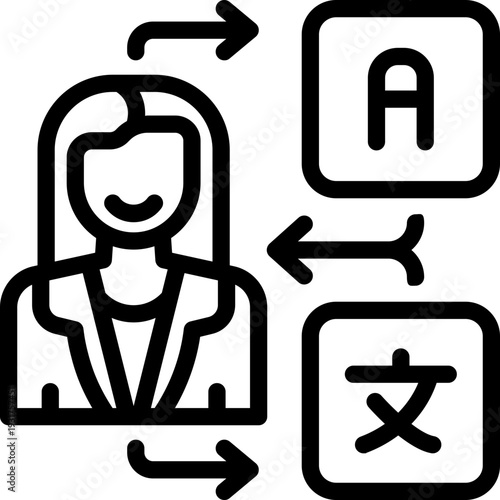 interpreter line icon. Clean and minimalist vector icon for websites, mobile apps, presentations, and logos. Fully scalable and customizable for any project.