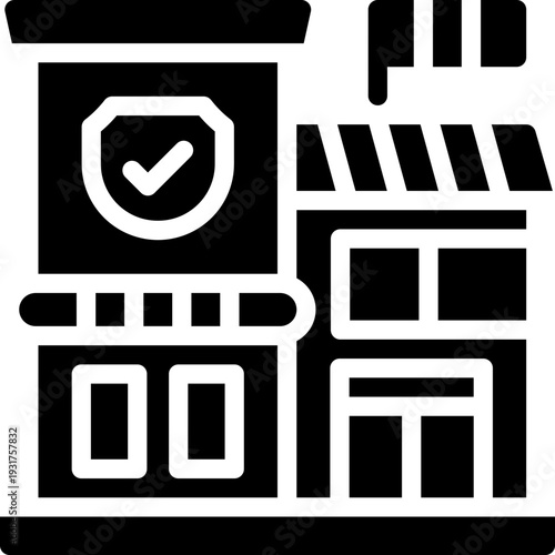 police station glyph icon. Strong and solid vector icon for websites, mobile interfaces, presentations, and visual branding. High quality and easy to edit.