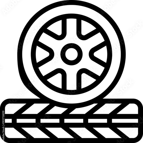 wheel line icon. Clean and minimalist vector icon for websites, mobile apps, presentations, and logos. Fully scalable and customizable for any project.