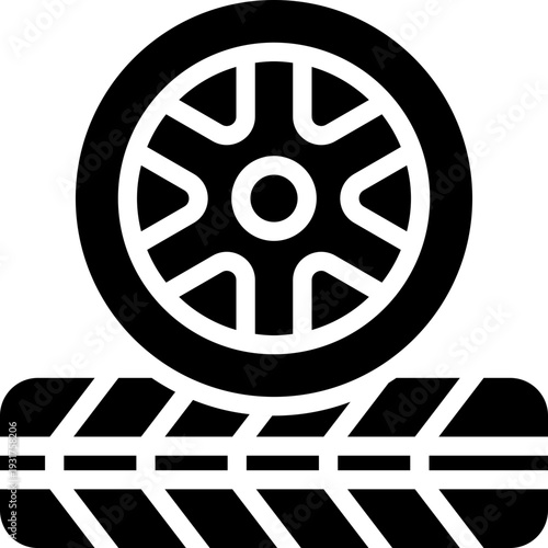 wheel glyph icon. Strong and solid vector icon for websites, mobile interfaces, presentations, and visual branding. High quality and easy to edit.