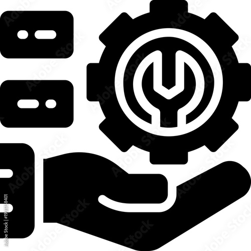 management service glyph icon. Strong and solid vector icon for websites, mobile interfaces, presentations, and visual branding. High quality and easy to edit.