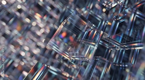 Vibrant crystal cubes reflecting colorful light in dynamic arrangement