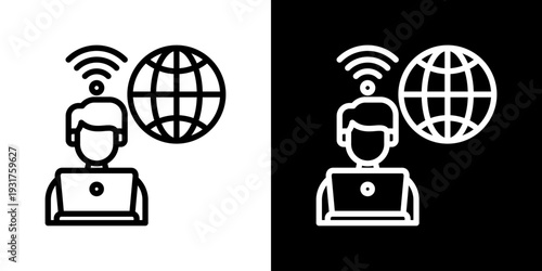Remote Work Icon Set Vector Collection Isolated In Black And White
