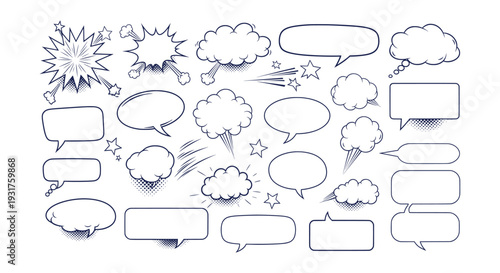 Blue line art vector illustration of diverse people shopping in a modern grocery store setting.