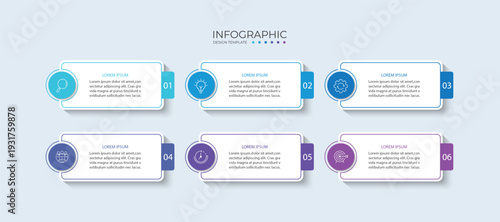 Vector Infographic label design template with icons and 6 options or steps.