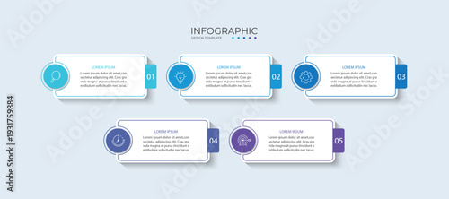 Vector Infographic label design template with icons and 5 options or steps.