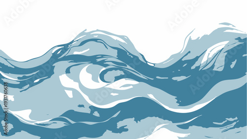 Vector Oceanic Motion, artistic waves ripple in rhythmic dance, a symphony turquoise shades and dynamic movement and sense serenity and the vast ocean's untamed essence.