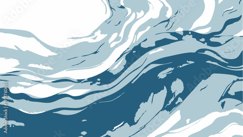 Vector Abstract Oceanic Fluidity dynamic interplay of blues, create elegant flow representing water, capturing essence of nature's beauty and vastness through graceful lines and gentle gradients.