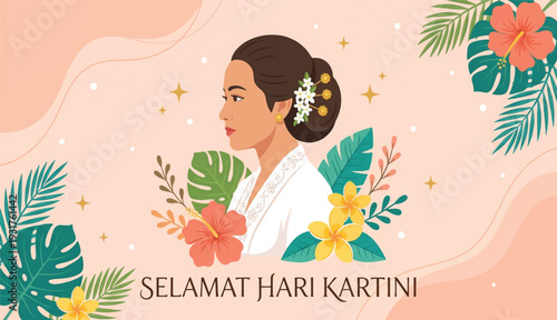 Beautiful Indonesian Woman in Traditional White Kebaya