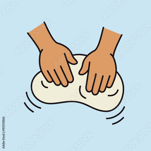 Hands Kneading Dough for Baking