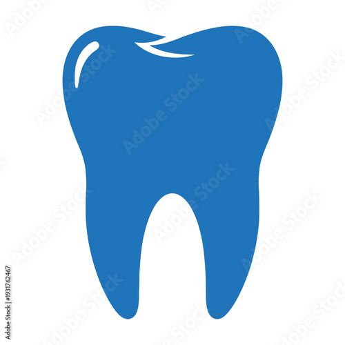 Blue tooth symbol isolated on white background for dental care illustrations