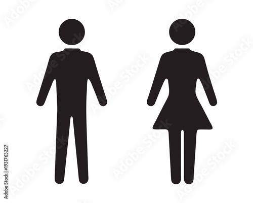 Simple black silhouettes of a man and woman standing side by side