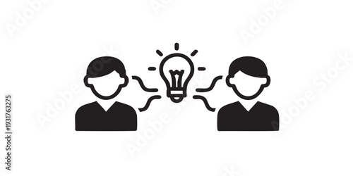 Single black and white joint problem solving icon, flat solid vector illustration, minimal design, centered composition, isolated on white background, clean simple style.