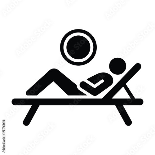 Person relaxing on deck chair under sun symbol for leisure and outdoor comfort