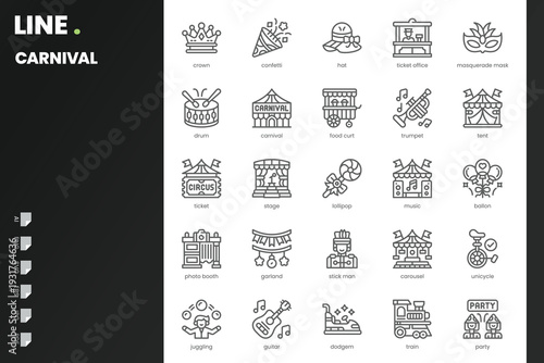 Carnival Icon pack for your website, mobile, presentation, and logo design. Carnival Icon solid design. Vector graphics illustration and editable stroke.