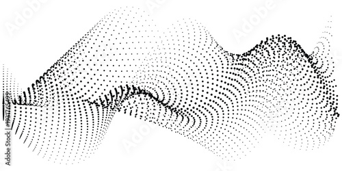 Abstract landscape of dots forming a dynamic 3D wave or terrain, representing data flow, technology, or natural forms.