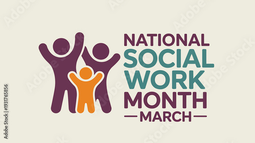 National Social Work Month awareness campaign logo with three people icons
