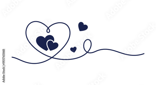 Elegant Continuous Line Heart Art Love Symbol Doodle Vector for Romantic Design