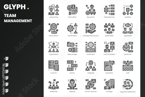 Team Management Icon pack for your website, mobile, presentation, and logo design. Team Management Icon outline design. Vector graphics illustration and editable stroke.