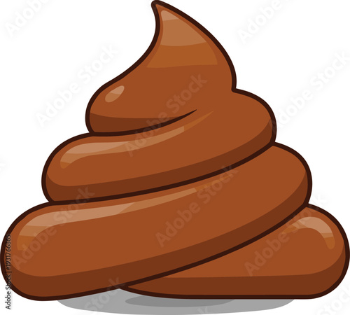 Cute brown poop swirl vector illustration cartoon character design for funny emoji social media sticker isolated on white background with minimalist comic style.