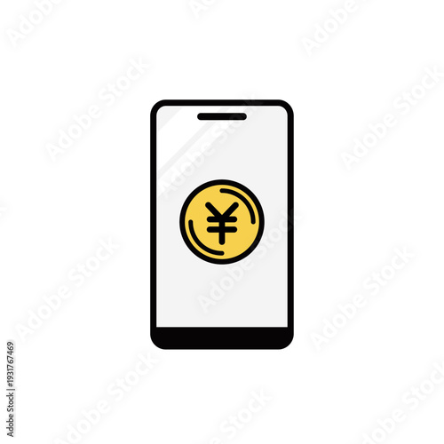 シンプルマネーアイコンシリーズ：スマホ決済（円）アイコン