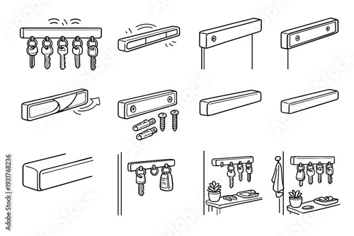 Modern functional anodized line key backup edges magnet vector magnetic holder icon