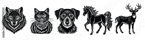 Hand Carved Linocut Cat Illustration Vintage Block Print Animal Art Collection