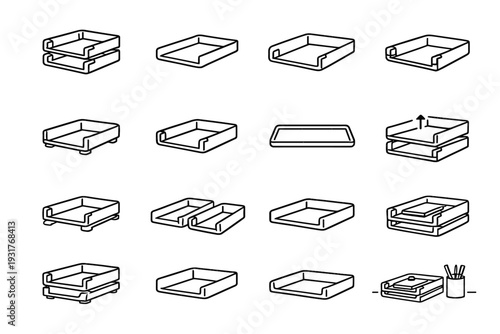 Panel locking elevated icons vector stackable compact stacking icon smooth interior organizer
