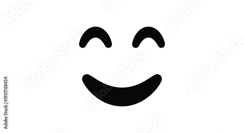 A minimalist black graphic depicts a smiling face with curved features creating a joyful expression silhouette high quality professional detailed modern