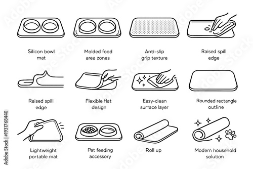 Pet silicone mat feeding area household minimalist grip surface vector flat texture