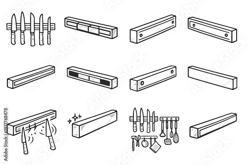 Vector icons icon metal surface design satin magnetic knife narrow geometry safety