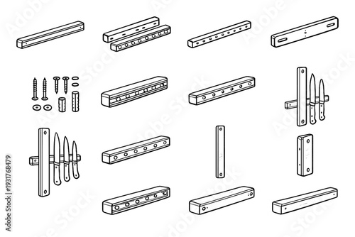Magnetic zone profile plate icon bar storage icons organizer magnet vector knife