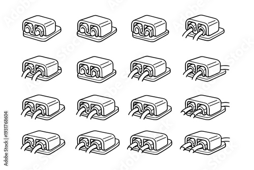 Base vector grip icons relief soft cable square clean clip icon matte