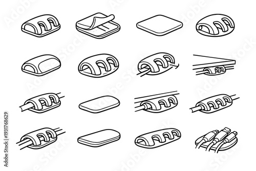 Icon utility flat simple rounded compact clean vector modern organizer adhesive cable