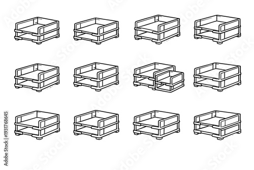 Outline icons utility vector compact tray stackable guides finish icon shelf elevated