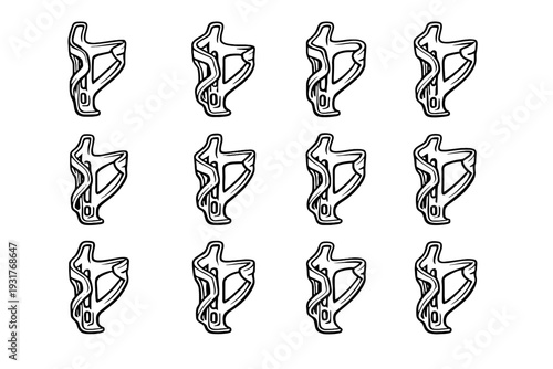 Cycling composite integrated component arm hold channel cage vector bottle bike icon