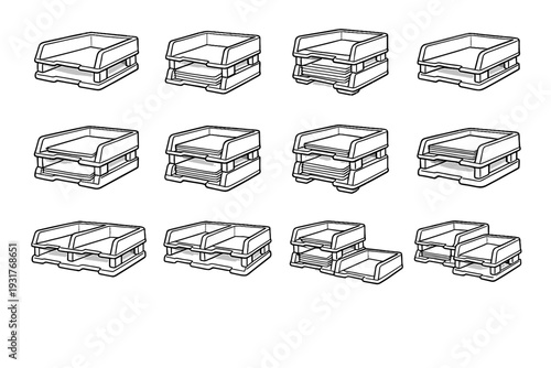Icons icon tray layering perimeter clean plastic vector component tool platform stackable