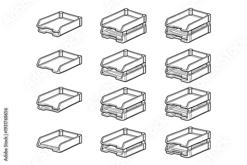 Flat icon edge vector spacer stackable paper surface desk support tray clean