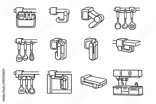 Icon organization vector outline hook proportions arm pivoting mode storage icons clip