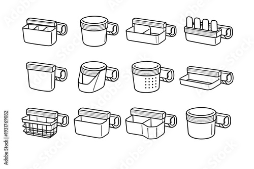 Natural vector contemporary utensil kitchen outline clamp accessory rounded modern icon