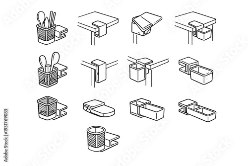 Holders utensil attachment icon vector clip style clamp kitchen outline compact face