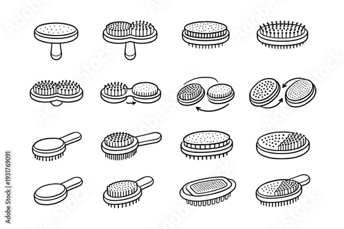 Contemporary icon outline side pet bristle icons balanced grooming vector tool